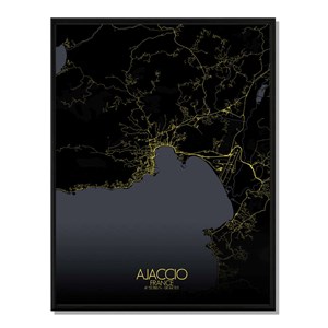Ajaccio carte ville city map nuit