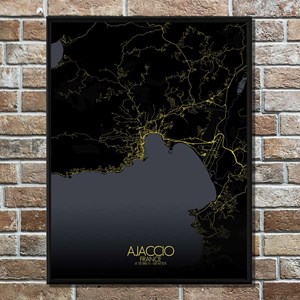 Ajaccio carte ville city map nuit