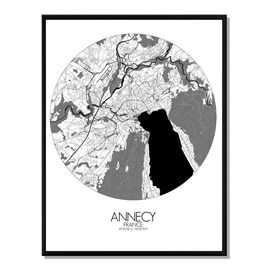 Annecy carte ville  city map rond