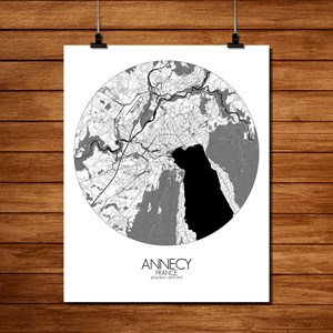 Annecy carte ville  city map rond