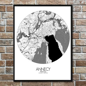 Annecy carte ville  city map rond