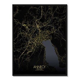 Annecy carte ville  city map nuit