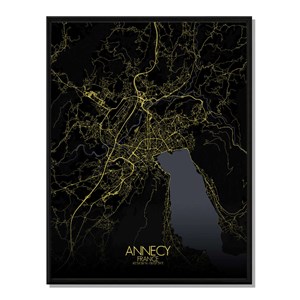 Annecy carte ville city map nuit