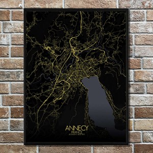 Annecy carte ville city map nuit