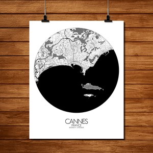 Cannes carte ville  city map rond