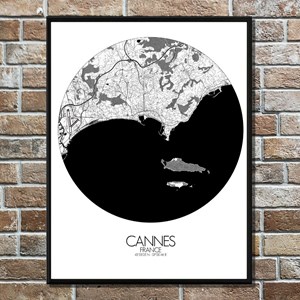 Cannes carte ville  city map rond