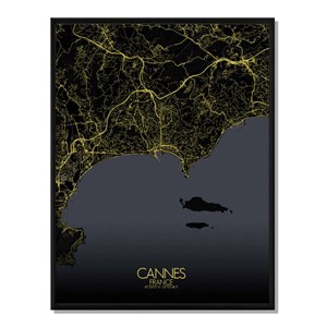 Cannes carte ville city map nuit