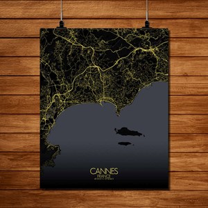 Cannes carte ville city map nuit