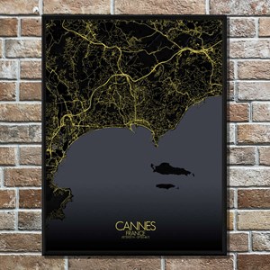 Cannes carte ville city map nuit