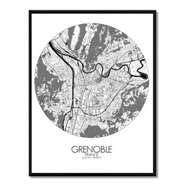 Grenoble carte ville  city map rond