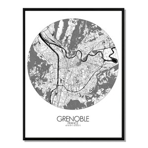 Grenoble carte ville  city map rond