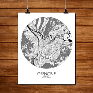 Grenoble carte ville city map rond