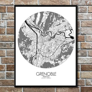 Grenoble carte ville city map rond
