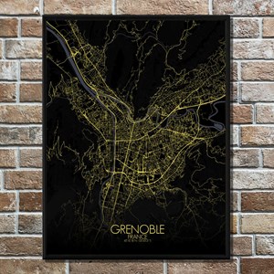 Grenoble carte ville  city map nuit