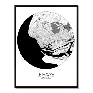 Le havre carte ville city map rond