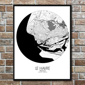 Le havre carte ville city map rond