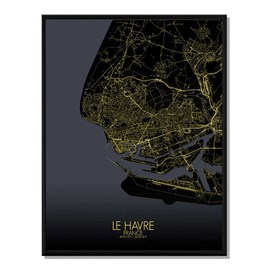 Le havre carte ville  city map nuit
