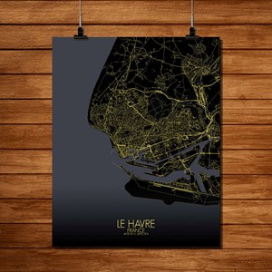 Le havre carte ville city map nuit