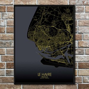 Le havre carte ville city map nuit