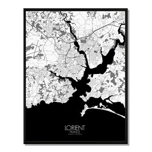 Lorient carte ville city map n&b