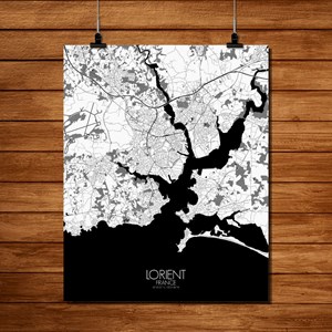 Lorient carte ville city map n&b