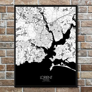 Lorient carte ville city map n&b