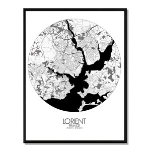 Lorient carte ville city map rond
