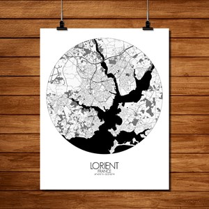 Lorient carte ville city map rond