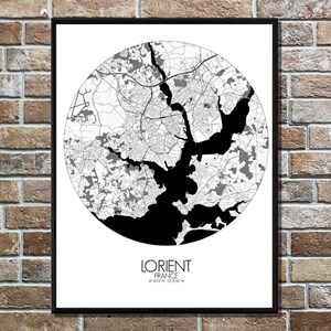 Lorient carte ville city map rond