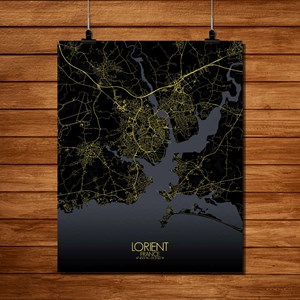 Lorient carte ville city map nuit