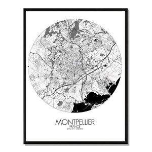 Montpellier carte ville  city map rond