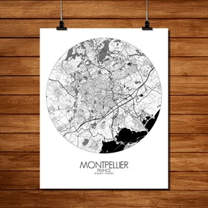 Montpellier carte ville  city map rond