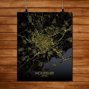 Montpellier carte ville  city map nuit
