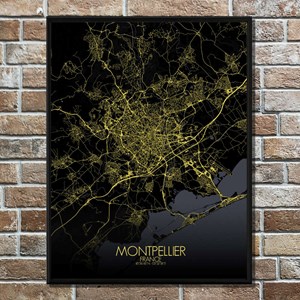 Montpellier carte ville  city map nuit