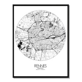 Rennes carte ville  city map rond
