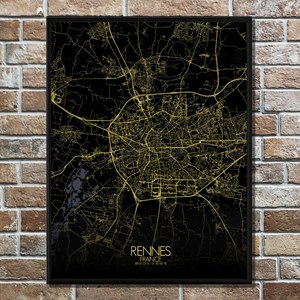 Rennes carte ville city map nuit