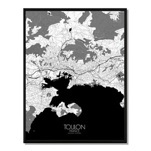 Toulon carte ville city map n&b