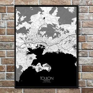 Toulon carte ville city map n&b