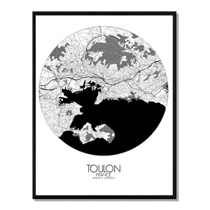 Toulon carte ville city map rond