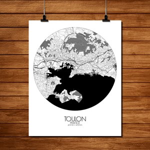 Toulon carte ville city map rond