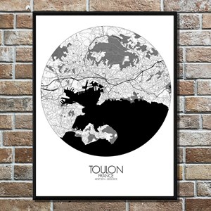 Toulon carte ville city map rond