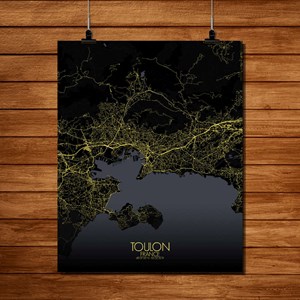 Toulon carte ville  city map nuit