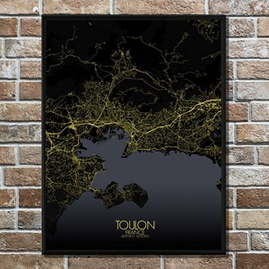 Toulon carte ville  city map nuit