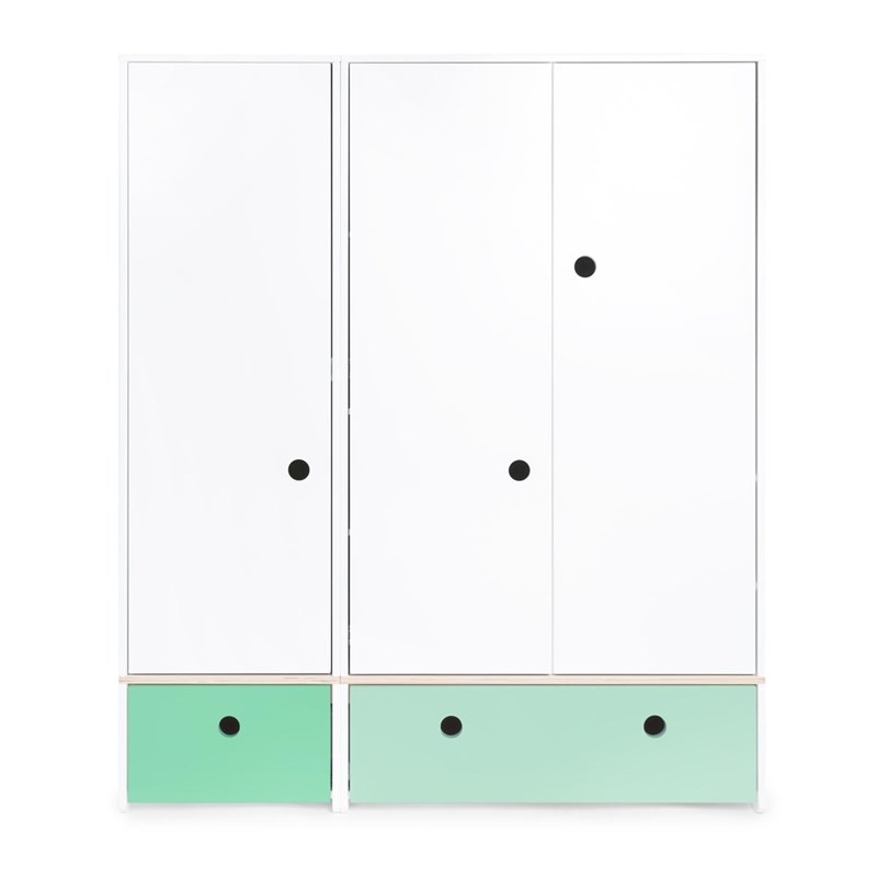 Wookids - Armoire 3 portes colorflex sea foam-mint