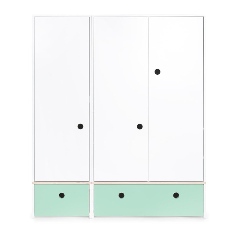 Wookids - Armoire 3 portes colorflex tiroirs mint