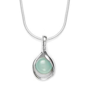 Collier agate aqua argent