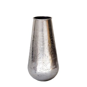 Vase cylindrique en aluminium argenté h