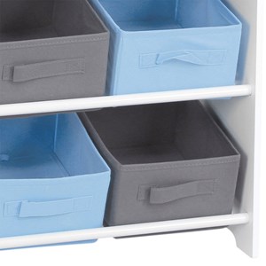 Meuble 9 panières pour enfant bleu gris