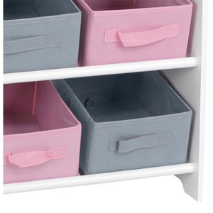 Meuble 9 panières pour enfant rose gris