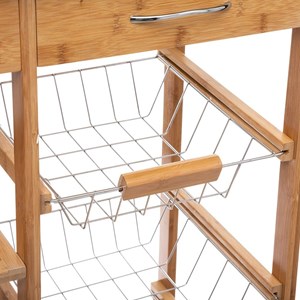 Desserte 3 tiroirs 3 paniers en bambou